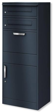 Metzler Paketbox mit 2 Briefkästen – XXL 2er Briefkasten mit Paketfach, rostfrei und wetterfest – großer Outdoor Paketbriefkasten für Pakete bis Größe M – RAL 7016 Anthrazitgrau - Modell Bispo