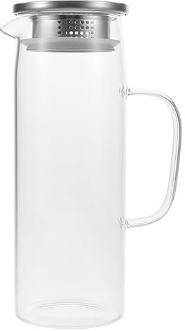 Cabilock Botella De Agua Fría Jarra De Vidrio Jarra Para Enfriar Agua De Vidrio Para Bebidas Con Tapa Para Servir Bebidas Cocina