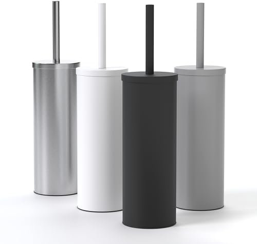 SAVEGA Silicone Toilet Brush Black – Stainless Steel Toilet Brush with Holder and Protective Cover – Modern & Hygienic (Black)