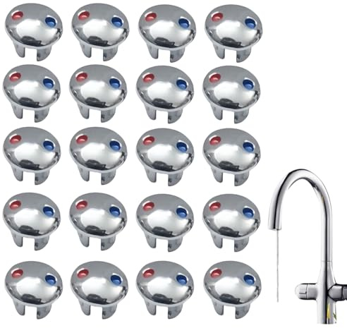 20Pcs Hot and Cold Indicator for Faucets,Hot Cold Screw Cover Caps,Tap Indices Hot and Cold Inserts,Hot and Cold Water Sign,Hot and Cold Tap Inserts,Red and Blue Labels,6.7mm Water Faucet Holes
