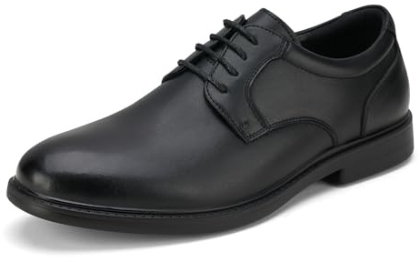 HEEZ Zapatillas Vestir Homre Zapatos Oxfords Derby Cordones Clásico Zapatos de Traje Cómodos Formales Boda Zapatillas Piel Negocios Negro Marrón