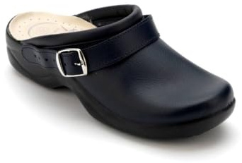 Saniflex 643-10 Médico Certificado Sandalias Zuecos Mules Zapatillas Zapatos de Cuero, Mujer, Azul, EU 38