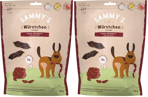 Sammy's Embutidos | búfalo de Agua | Snack jugoso para Perros con Mucha Carne Fresca | Sin Cereales | proteína Animal único | sin azúcar añadido | 1 x 240 g (Paquete de 2)