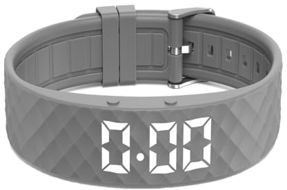 e-vibra Montre avec alarme vibrante, bracelet d'apprentissage de la propreté, montre de rappel de médicaments rechargeable avec 15 alarmes quotidiennes, gris, Small, Minimaliste