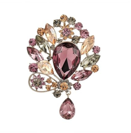 WUYJI Broches y alfileres para mujer, Este broche de hoja de diamantes de imitación vintage para mujer se puede combinar con vestidos, suéteres y vestidos de noche