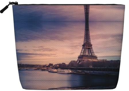 Borsa cosmetica a strato singolo con motivo a fiori di fiamma, borsa da toeletta da viaggio, adatta per viaggi di lavoro e uso quotidiano., Torre Eiffel 2, taglia unica