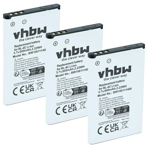 vhbw 3X batería Compatible con Olympia Outdoor Free, VivaPlus, Viva Color, Vox Colour móvil, Smartphone (600 mAh, 3,7 V, Li-Ion)