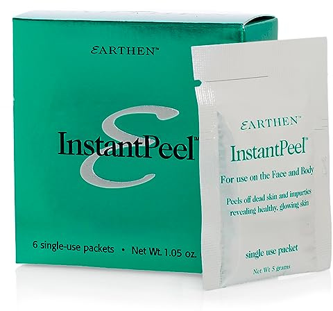 Earthen Instant Peel Exfoliating Packets – Gentle Face & Body Exfoliator for Smooth, Glowing Skin – Removes Dead Skin Cells Without Harsh Acids – Single Use Treatment, 6 Count