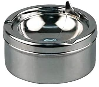 kogu Lutaska med lock, askkopp för utomhusbruk, lutande askkopp, rostfritt stål, vindaskkopp krom, 11 cm diameter