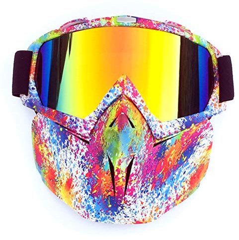 HCMAX Lunettes de Moto Masque Facial Détachable Casque Anti-buée Coupe-Vent Verres de Vélo pour Le Dessert Hors Route Équitation Courses Convient aux Hommes Femmes