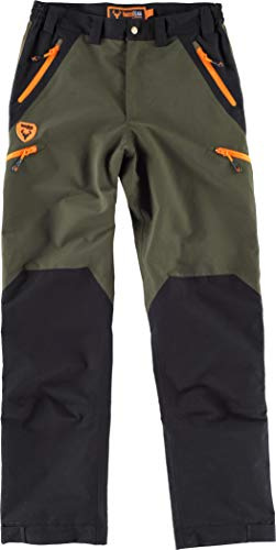 Work Team Pantalón Impermeable Caza y Pesca Combinado. Dos Bolsos de Abertura Inclinada en los costados y Dos Bolsos Laterales, Todos Interiores con c Hombre Verde Caza + Negro XL