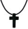 COAI Unisex Geschenkideen Halskette Kreuz Anhänger aus Obsidian mit Lederkordel Glückskette