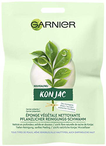Garnier Gesichtspeeling, Konjac Schwamm Pickel entfernen, Konjac Pflanzlicher Reinigungs-Schwamm, 1 x 1 Stück