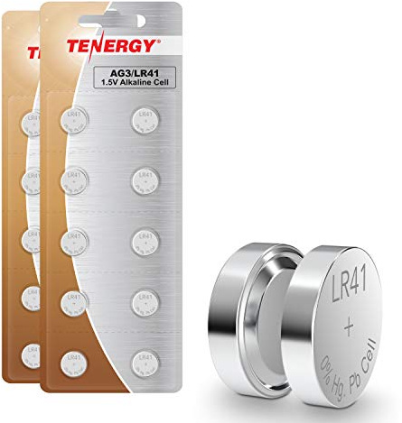 Tenergy 1.5 Volt Battery Button Cell LR41, ag3 Batteries Equivalent, Ideal for thermometers, Watches, Laser Pointers, Small Toys, Portable Electronics, 20 Count