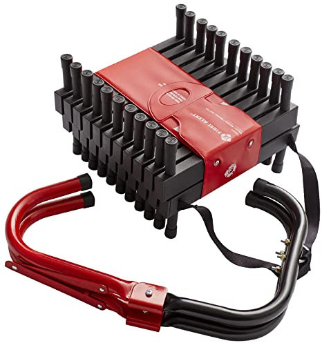 First Alert Three-Story Fire Escape Ladder, 24 Feet, Steel, Anti-Slip, Black