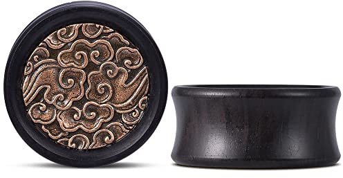 ERKUOO 2 piezas de barro de ébano para lóbulos de oreja, túneles dobles expuestos, medidores de carne, túneles elásticos, estiradores para piercings, expansores de 8mm a 25mm, 10mm, Madera, Arenisca