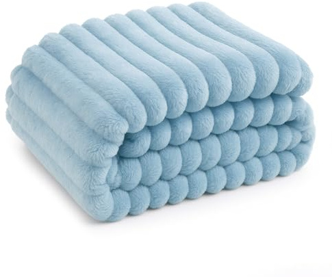 Bedsure GentleSoft Blue Throw Blanket for Couch - Cozy Soft Blankets for Women, Cute Small Fleece Throw for Girls, Spring Decorations for Home Room Decor Gifts for Women Her, Light Blue, 50x60 Inches