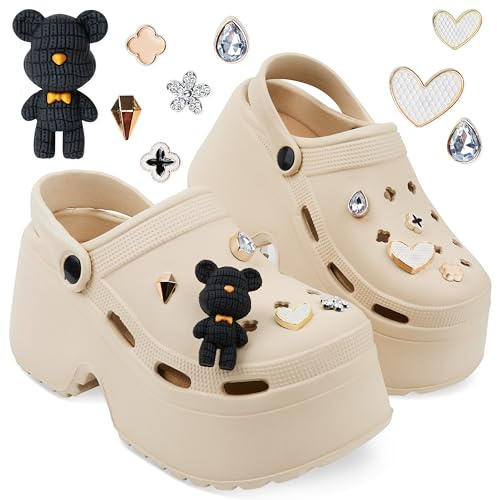 CityComfort Sabots de Jardin pour Femme avec Charms - Chaussures Mules Légères pour Jardin, Plage, Piscine (Beige, 40-41 EU)