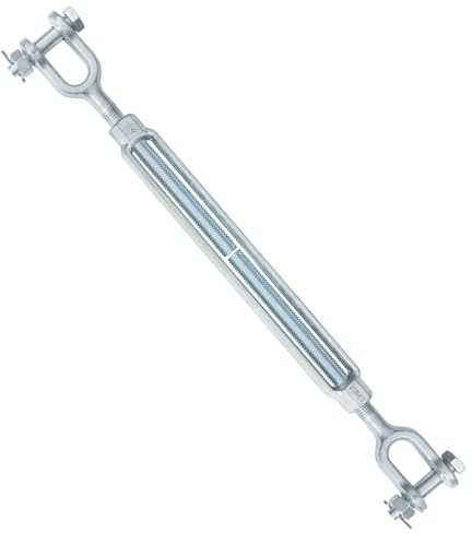 Jamiikury 3/4 x 12 Jaw Jaw Turnbuckle Galvanized Jaw and Jaw Turnbuckle, Jaw Jaw Closed Body Marine Turnbuckle Jaw, 8000lbs Working Load Limit, Durable for Wire Rope Cable