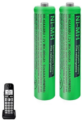 BK-40AAABU Lot de 2 Piles 1,2V AAA Rechargeables Ni-MH 400mAh pour téléphones sans Fil Panosonic Gigaset DECT Téléphone Numérique sans Fil