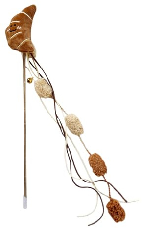 Kustimantu Jouet interactif pour chat - Canne à pêche pour chat avec clochettes et plumes - Attrapeur interactif et aide à l'entraînement pour la réaction, le plaisir et l'exercice pour toutes les