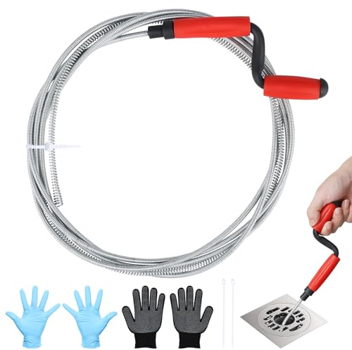 Vandicka Spirale per la pulizia dei tubi, a spirale, Ø 13 mm x 5 m, spirale di scarico universale, per WC, lavandini e vasche da bagno