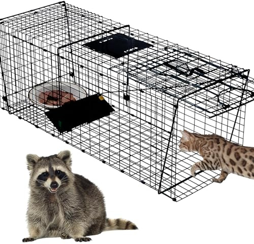Heavy Duty Raccoon Trap 37 Inch,Humane Live Animals Trap for Raccoon,Stary Cat,Skunk,Armadillo and Other Similar Size Animails.Extra Large and More Sturdy Cage