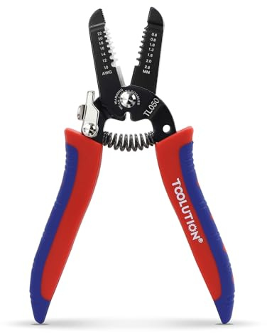 TOOLUTION Pince à dénuder, dénudeur de câble, pince dénudante pour 10-22 AWG | Outil dénudeur de fil 3 en 1 pour dénuder et couper | Avec verrouillage de sécurité