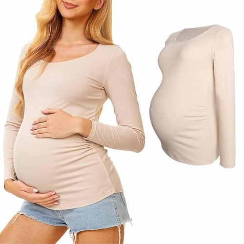 Dasongff Hauts Thermiques Grossesse Femme en Coton Manche Longue T-Shirt Chaud Col Roulé sous Vêtements Thermiques Décontracté Pyjama Grossesse Sweatshirt de Sport Chic Élégant
