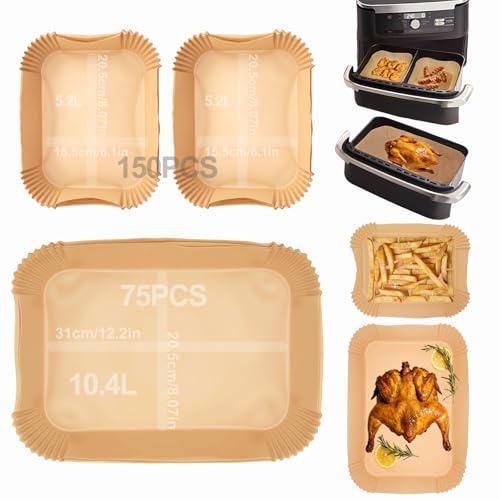 225 piezas Airfryer papel de horno desechable para Ninja Flex Drawer Dual Zone AF500EU 10.4L freidora de aire caliente, accesorios para Ninja Foodi AF500EU AF500EUCP Airfryer, compatible con Cecotec