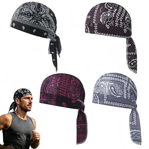 Genérico Gorro Bandana Refrescante con Estampado Paisley | Forro Transpirable para Casco con Absorción de Sudor | Turbante Elástico Estilo Pirata | Gorro Ligero y Absorbente de Humedad
