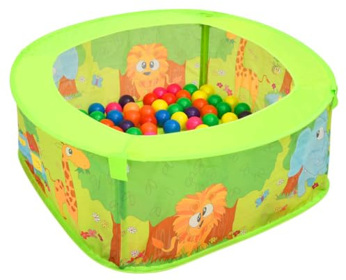 QUAHEAS Piscina con 50 palline colorate, tenda da gioco pieghevole per bambini, in poliestere, 75 x 75 x 32 cm, con palline di animali, ideale per interni, esterni, cameretta dei bambini, per favorire