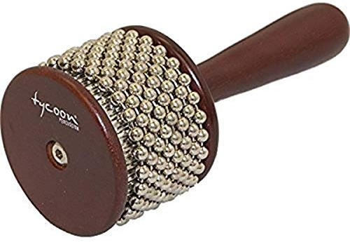 Tycoon Percussion Cabasa, Small Size, Stainless Steel Shell, Steel-Bead Chains, Wooden Flanges & Handle, Produces Rhythmic Shaking & Rattling Sounds, Ideal for Percussionists, Brown (TSA-SBR)