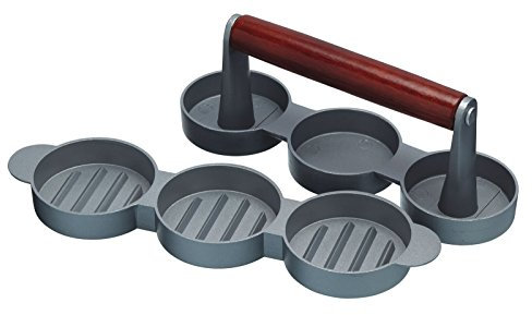 KitchenCraft Home Made Pressa per Mini Hamburger con Rivestimento Antiaderente, Crea 3 Burger Insieme, Alluminio, 24.5 x 7 x 8.5 cm