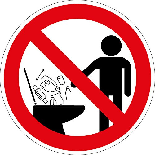 Verbotszeichen - Keine Hygieneartikel in die Toilette werfen - Selbstklebende Folie - Ø 25 cm