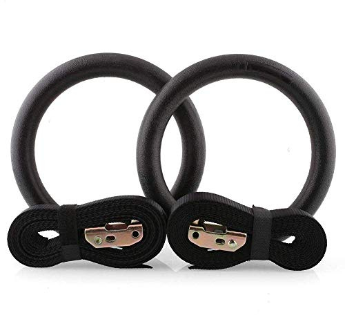 FSG28062 Gymringar Par Gymnastikringar med justerbara remmar för Crossfit Fitness | Kroppsvikt upphängningsövningar | extremt slitstark ABS-plast (Ø 23 cm)