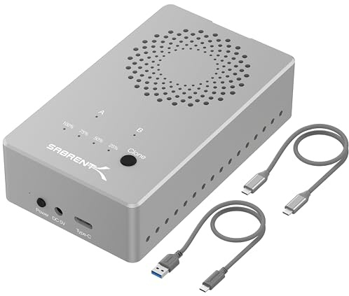SABRENT M.2 SSD Enclosure, 2 NVMe to USB Case, Offline Cloning NVMe Enclosure, 10Gbps External M.2 Enclosure, Aluminum Enclosure with Cooling Fan, for 2230 2242 2260 2280 (EC-SSD2)