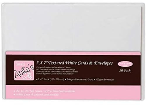 Anita's Plain, Blank Cards & Envelopes, 5 x 7, White, Pack of 50, 240gsm, for Home, Wedding, Birthday, Christmas, Thank You, Art & Craft, Scrapbooking Supplies, Baby Shower, Card Making