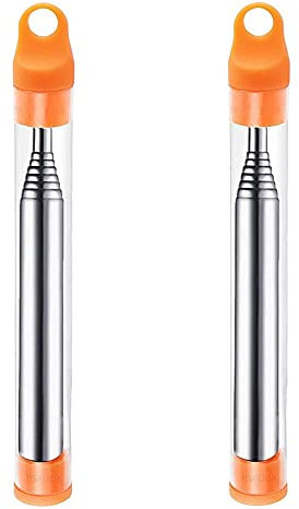 HUPOO 2 PCS Stainless Steel Collapsible Fire Blower Tube, Orange, Fireplace, Barbecues, Campfire