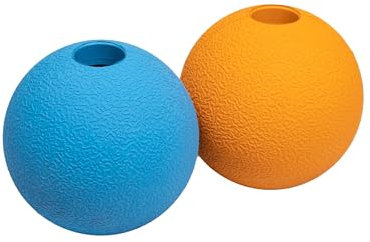 Amazon Basics Apportierbälle aus Gummi zum Spielen für Hunde, 2 Stück, 7.62 cm, Blau, Orange