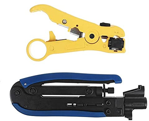 DUXEDO Pinzas de Hierro, alicates, tenazas de Carpintero, tenazas, Herramienta de compresión RG7 RG6 RG11, Cable Conector F, alicate pelador de crimpadora coaxial