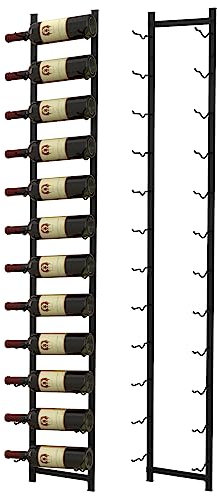 COSTWAY Weinregal Wand für 12 Weinflaschen, Flaschenhalter Metall, Flaschenregal Industrial, Aufbewahrungsregal schwarz