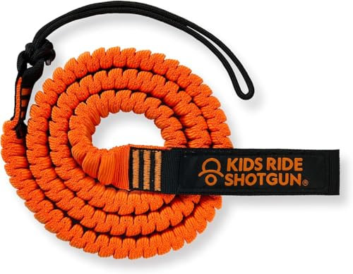 KIDS RIDE SHOTGUN - MTB-Abschleppseil - Orange | Kinderfahrrad-Stretch-Bungee-Cord-Zug-Hinter-Befestigung – Orange und Schwarz