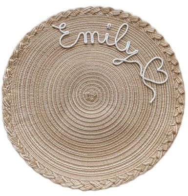Tovaglietta americana colazione scura con treccia al bordo regalo personalizzata con nome - regalo di Natale - tovagliette personalizzate - idea regalo