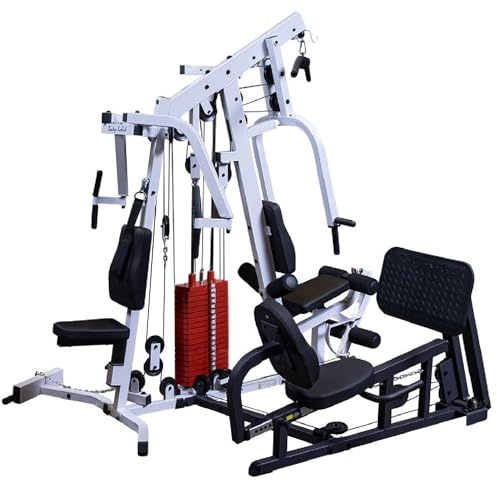 Body-Solid (EXM2500LPSRSTK) Multi-Station Home Gym Machine, Arm & Leg Strength Training Functional Exercise Workout Station, 210lbs. Weight Stack with Leg Press