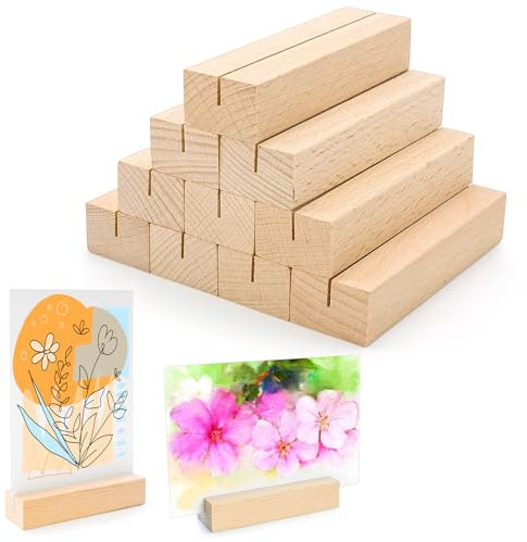 10 Stück Kartenhalter Holz,Fotohalter Tischkartenhalter,Stabil Holzaufsteller Kartenhalter Menükartenhalter.Postkartenhalter Kartenständer Tischnummernhalter für Hochzeiten Partys Menü-Visitenkarten