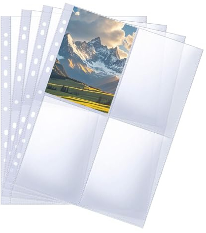 Lot av 30 transparenta A4-fodral – 60 rutor – Transparent – Dubbelsidig – För vykort – 2 fack – För foton och vykort (4 fodral)