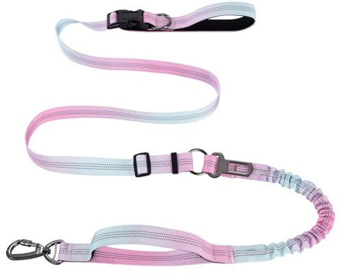 Hundeleine Große Hunde Verstellbare Führleine mit Reflektierenden Streifen für Hunde Joggingleine für Mittelgroße und Große Rosa