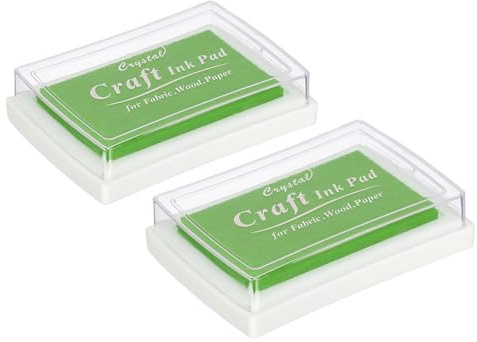 PATIKIL Hantverk bläckdynor för stämplar, 2 st tvättbara fingertryck bläckstämpel dyna färg gör-det-själv fyrkant för gummistämplar papper scrapbooking tyg trä, fruktgrön
