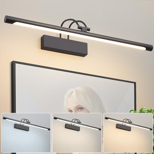 Actask LED Bathroom Mirror Light, Black Picture Lights for Wall with Switch IP44 270° Adjustable 60CM 3CCT 10W 750lm, Bathroom Lighting with Warm/Natural/White Light for Living Room Bedroom